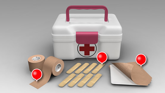 急救箱子、创可贴、膏药、医用胶带